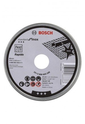 Bosch - SD Inox 115x1,0 mm Rapide Kesme Taşı 10’lu Set - 2 608 603 254 Bosch - SD Inox 115x1,0 mm Rapide Kesme Taşı 10’lu Set - 2 608 603 254