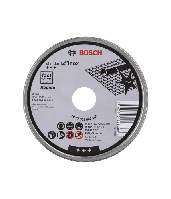 Bosch - SDInox 115x1,0 mm Rapide Kesme Taşı 10’lu Set - 2 608 603 254 Bosch - SDInox 115x1,0 mm Rapide Kesme Taşı 10’lu Set - 2 608 603 254