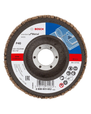 Bosch 2 608 603 652 X431 115mm Alox 40 K Flap Disk Bosch 2 608 603 652 X431 115mm Alox 40 K Flap Disk