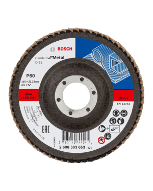 Bosch 2 608 603 653 X431 115mm Alox 60 K Flap Disk Bosch 2 608 603 653 X431 115mm Alox 60 K Flap Disk