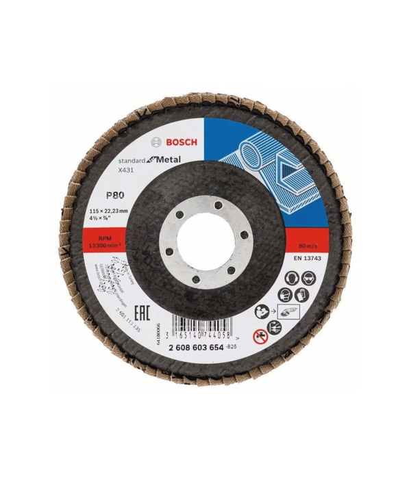 Bosch 2 608 603 654 X431 115mm Alox 80 K Flap Disk Bosch 2 608 603 654 X431 115mm Alox 80 K Flap Disk
