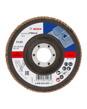 Bosch 2 608 603 655 X431 115mm Alox 120 K Flap Disk Bosch 2 608 603 655 X431 115mm Alox 120 K Flap Disk