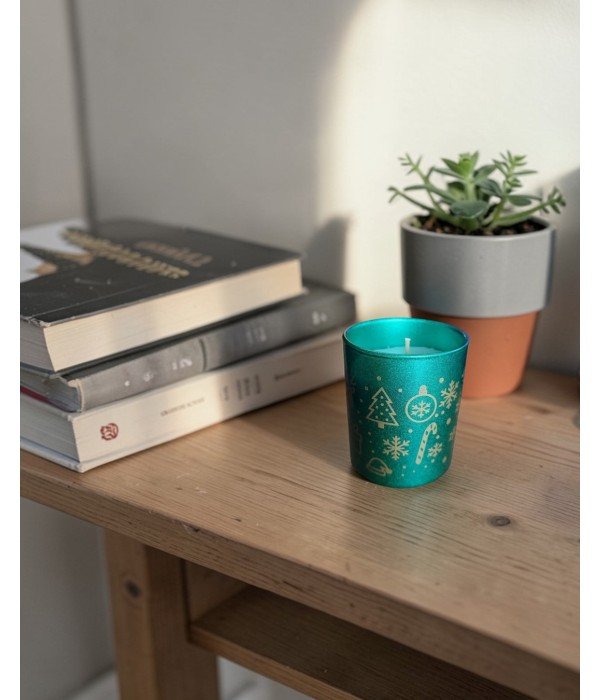 Bambu Kapaklı Kokulu Yeşil Bardak Mum