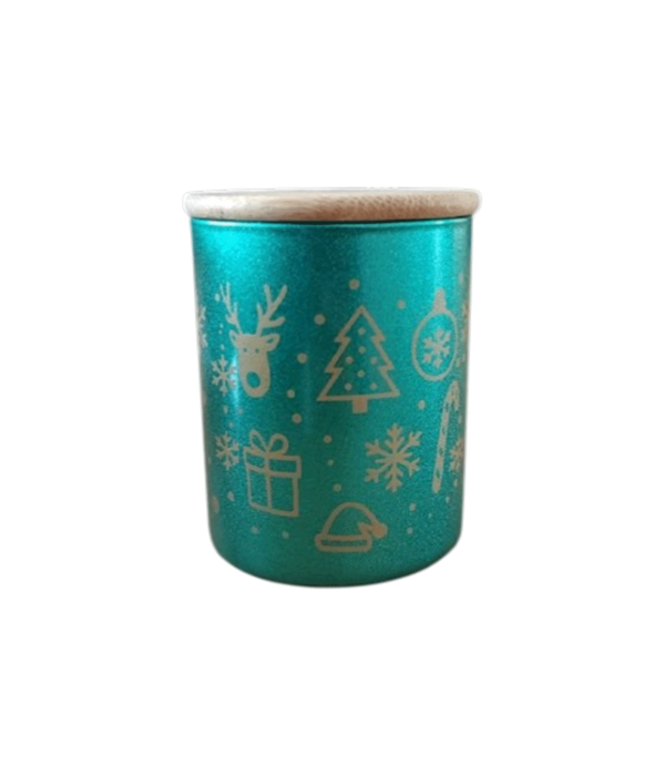 Bambu Kapaklı Kokulu Yeşil Bardak Mum