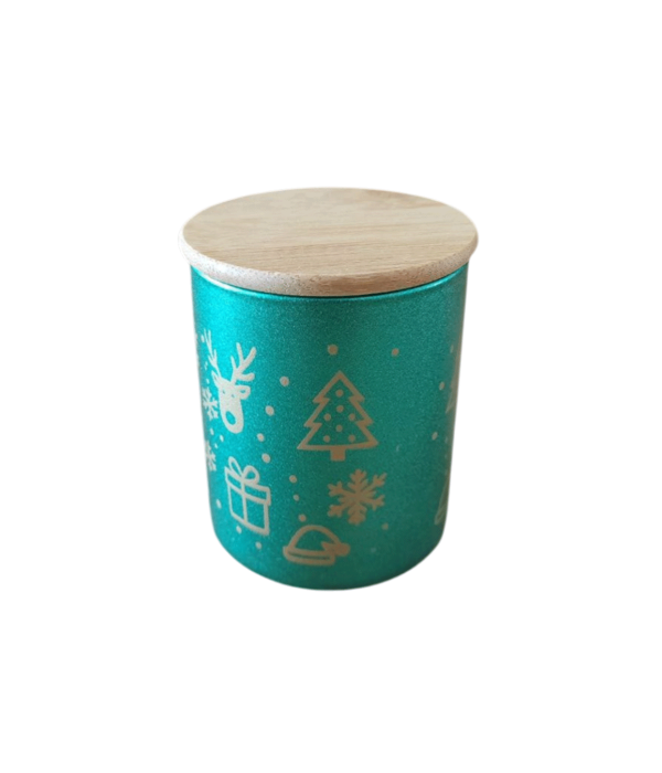 Bambu Kapaklı Kokulu Yeşil Bardak Mum