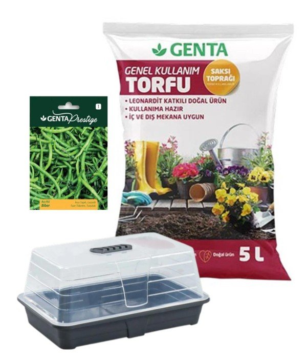 Evde Bitki Yetiştirme –  Acı Kıl Biber Hobi Seti (Tohum + Torf + Fanus)