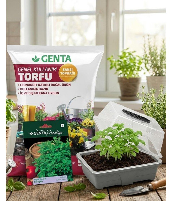 Evde Bitki Yetiştirme – Fesleğen Hobi Seti (Tohum + Torf + Fanus) Evde Bitki Yetiştirme – Fesleğen Hobi Seti (Tohum + Torf + Fanus)