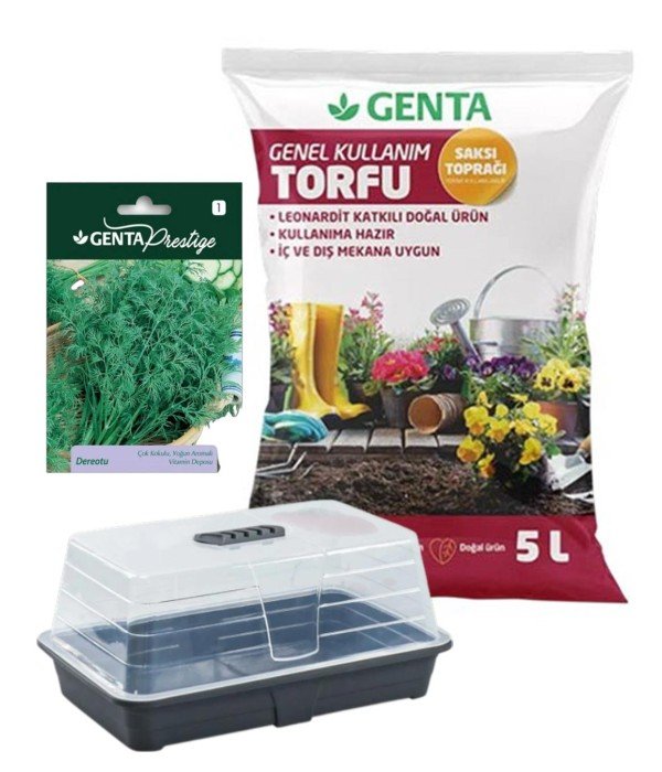Evde Bitki Yetiştirme –  Dereotu Hobi Seti (Tohum + Torf + Fanus)