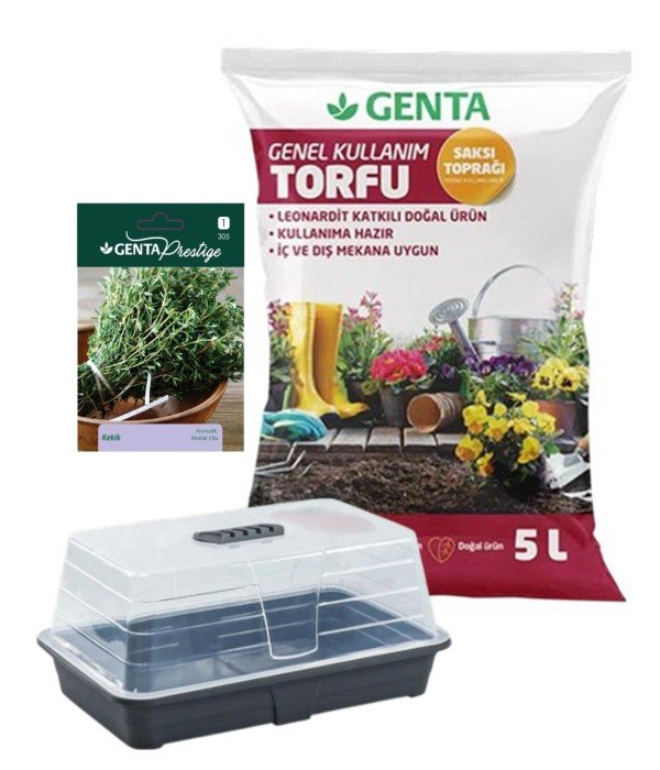 Evde Bitki Yetiştirme – Kekik Hobi Seti (Tohum + Torf + Fanus) Evde Bitki Yetiştirme – Kekik Hobi Seti (Tohum + Torf + Fanus)