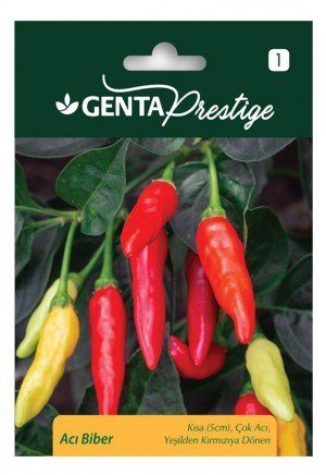 Genta - Kısa ve Yeşilden Kırmızıya Dönen Acı Biber Tohumu 1gr Genta - Kısa ve Yeşilden Kırmızıya Dönen Acı Biber Tohumu 1gr