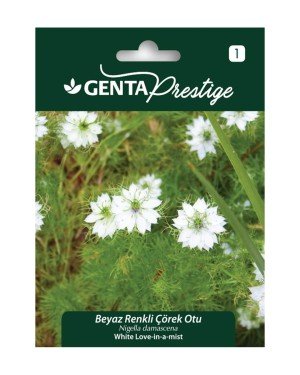 Genta - Beyaz Renkli Çörekotu Çiçeği Tohumu 1gr