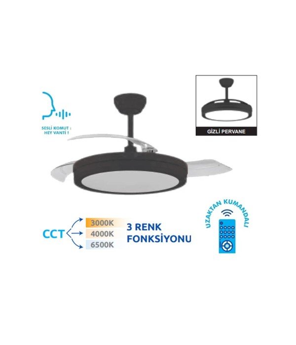 Vanti KCF306 30W 42” Ledli Ses ve Kumanda Kontrollü Tavan Vantilatörü