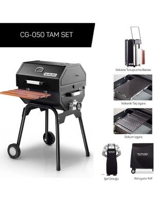 Guruss - CG-050 Kömürlü Barbekü Mangal Tam Set Siyah Guruss - CG-050 Kömürlü Barbekü Mangal Tam Set Siyah