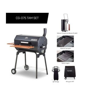 Guruss CG-075 Kömürlü Barbekü Mangal Tam Set Siyah