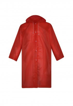 Datsu - Eva Kumaş Kırmızı Su Geçirmez Kapüşonlu Kompakt Yağmurluk - EV05 - K