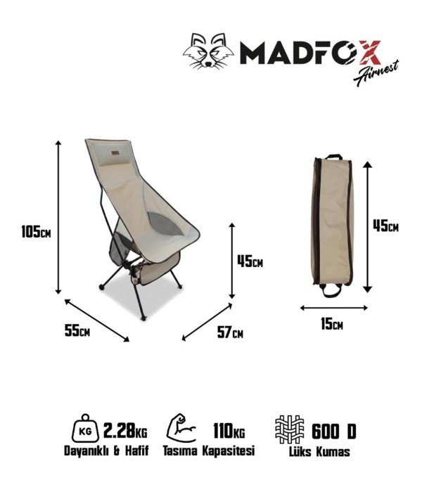 Madfox Airnest Ultra Katlanır Kamp Sandalyesi Krem