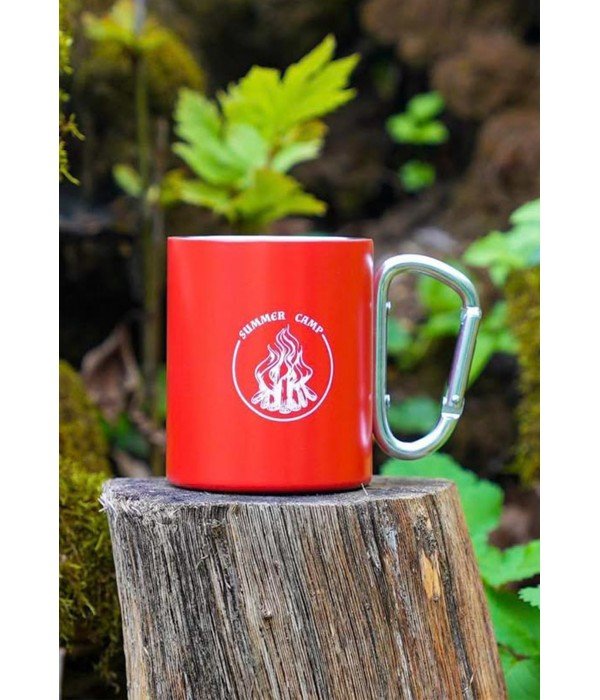 Orcamp - Karabinali Paslanmaz Çelik Kupa Kırmızı OUT-1850-Kırmızı