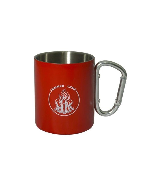 Orcamp - Karabinali Paslanmaz Çelik Kupa Kırmızı OUT-1850-Kırmızı