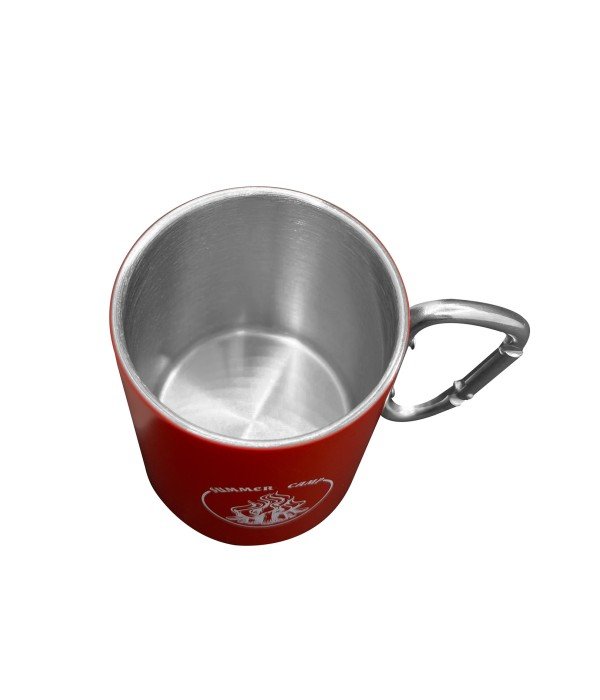 Orcamp - Karabinali Paslanmaz Çelik Kupa Kırmızı OUT-1850-Kırmızı