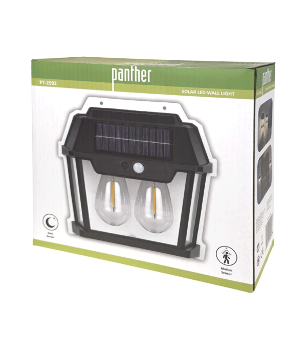 Panther PT-2992 Sensörlü Solar Led Bahçe Duvar Lambası