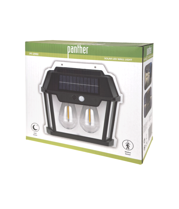 Panther PT-2992 Sensörlü Solar Led Bahçe Duvar Lambası
