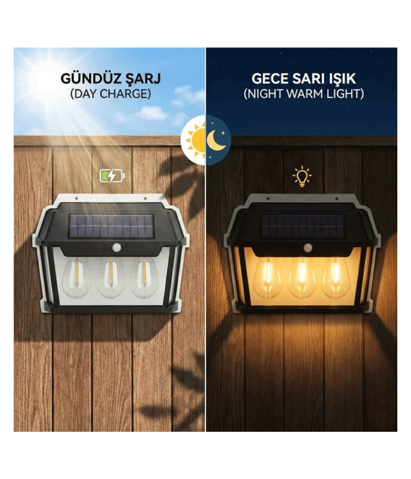Panther PT-2933 Sensörlü Solar Led Bahçe Duvar Lambası