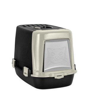 Plastart Gümüş Siyah Kapalı Plastik Kedi Tuvaleti PT-305