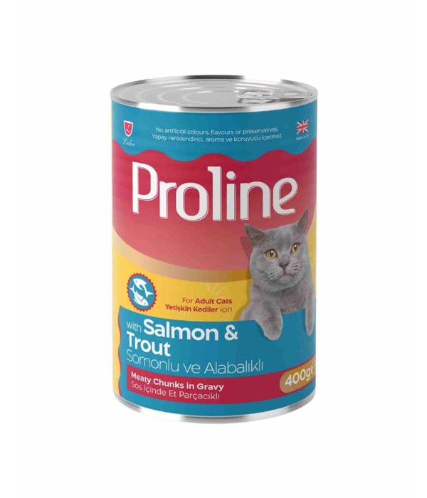 Proline 400gr Somonlu ve Alabalıklı Yetişkin Konserve Kedi Maması Proline 400gr Somonlu ve Alabalıklı Yetişkin Konserve Kedi Maması