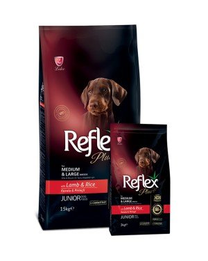 Reflex Plus Orta Büyük Irk Yavru Köpek İçin 3 kg Kuzu Etli Pirinçli Kuru Mama - RFX - 102