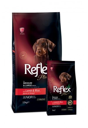 Reflex Plus Orta Büyük Irk Yavru Köpek İçin 3 kg Kuzu Etli Pirinçli Kuru Mama - RFX - 102