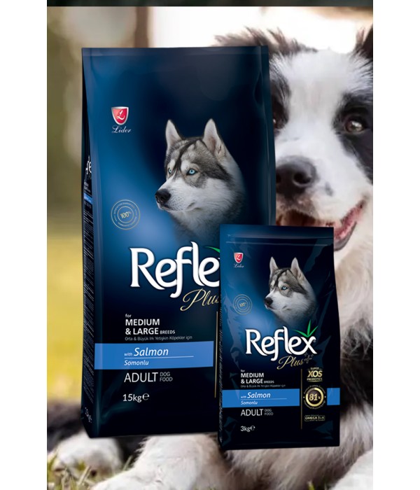 Reflex Plus Orta Büyük Irk Yetişkin Köpek İçin 3 kg Somonlu Kuru Mama - RFX - 106 Reflex Plus Orta Büyük Irk Yetişkin Köpek İçin 3 kg Somonlu Kuru Mama - RFX - 106