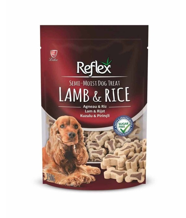 Reflex Köpekler İçin 150gr Kuzu Etli Pirinçli Kemik Şeklinde Atıştırmalık Ödül Maması