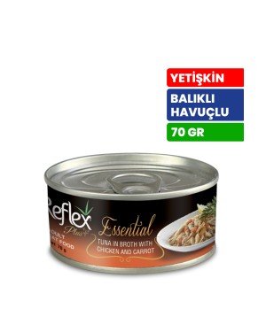 Reflex Plus Essential 70 gr Yetişkin Kediler İçin Tavuklu Havuçlu ve Ton Balıklı Konserve Yaş Mama - RFK - 156