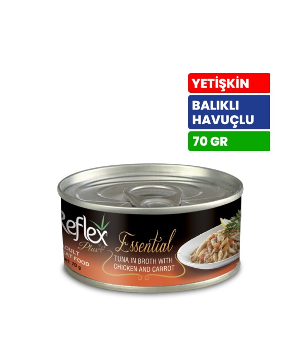 Reflex Plus Essential 70 gr Yetişkin Kediler İçin Tavuklu Havuçlu ve Ton Balıklı Konserve Yaş Mama - RFK - 156 Reflex Plus Essential 70 gr Yetişkin Kediler İçin Tavuklu Havuçlu ve Ton Balıklı Konserve Yaş Mama - RFK - 156
