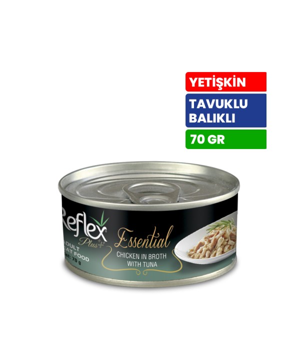 Reflex Plus Essential 70 gr Yetişkin Kediler İçin Tavuklu ve Ton Balıklı Konserve Yaş Mama - RFK - 159 Reflex Plus Essential 70 gr Yetişkin Kediler İçin Tavuklu ve Ton Balıklı Konserve Yaş Mama - RFK - 159