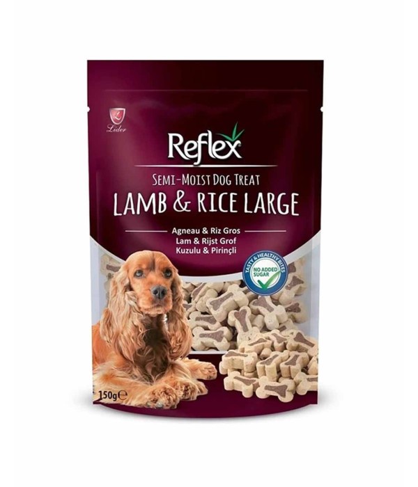 Reflex Köpekler İçin 150gr Kuzu Etli Pirinçli Büyük Kemik Şekilli Atıştırmalık Ödül Maması Reflex Köpekler İçin 150gr Kuzu Etli Pirinçli Büyük Kemik Şekilli Atıştırmalık Ödül Maması