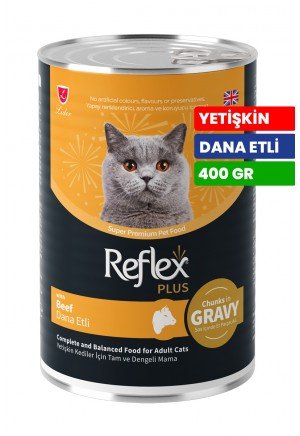Reflex Plus 400 gr Sos İçinde Parça Dana Etli Yetişkin Kediler İçin Yaş Mama - RFK - 063