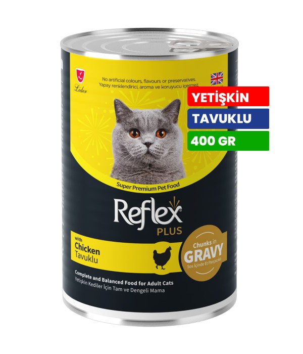 Reflex Plus 400 gr Yetişkin Kediler İçin Sos İçinde Tavuklu Konserve Yaş Mama - RFK - 064 Reflex Plus 400 gr Yetişkin Kediler İçin Sos İçinde Tavuklu Konserve Yaş Mama - RFK - 064