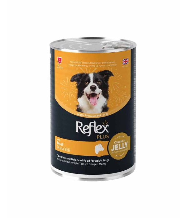 Reflex Plus Yetişkin Köpekler İçin 400gr Jöle Dana Etli Konserve Yaş Mama Reflex Plus Yetişkin Köpekler İçin 400gr Jöle Dana Etli Konserve Yaş Mama