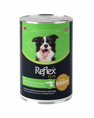 Reflex Plus Yetişkin Köpekler İçin 400gr Beyaz Balık Tatlı Patatesli Konserve Yaş Mama Reflex Plus Yetişkin Köpekler İçin 400gr Beyaz Balık Tatlı Patatesli Konserve Yaş Mama