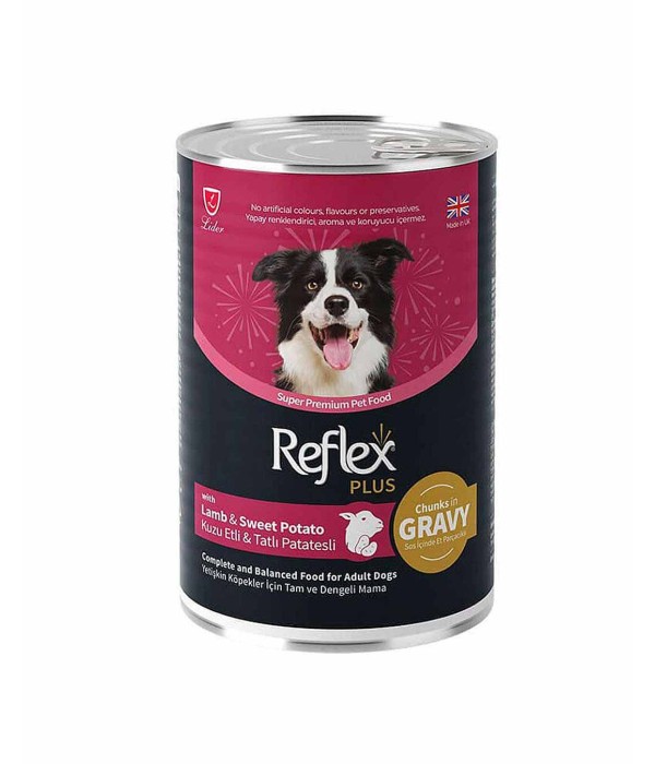 Reflex Plus Yetişkin Köpekler İçin 400gr Kuzu Etli Tatlı Patatesli Konserve Yaş Mama