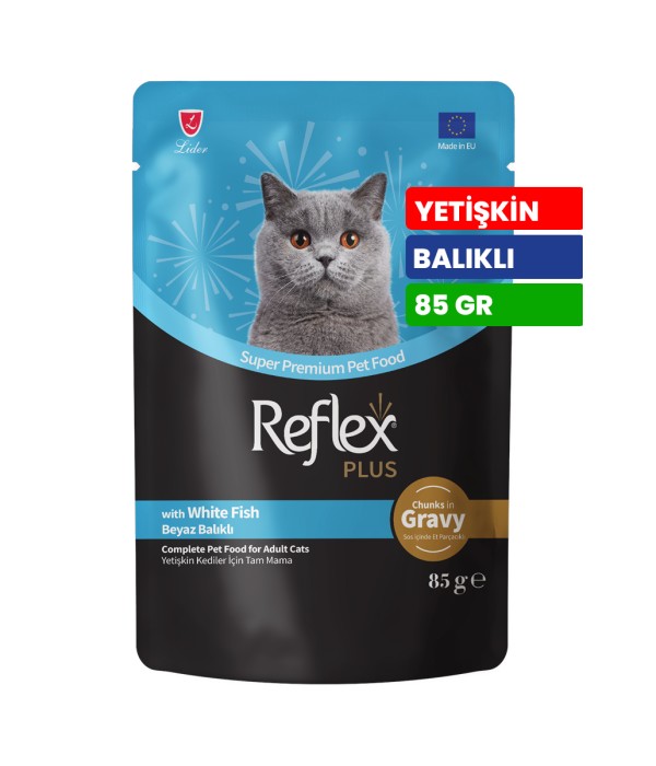 Reflex Plus 85 gr Yetişkin Kediler İçin Beyaz Balıklı ve Soslu Yaş Mama - RFK - 78 Reflex Plus 85 gr Yetişkin Kediler İçin Beyaz Balıklı ve Soslu Yaş Mama - RFK - 78