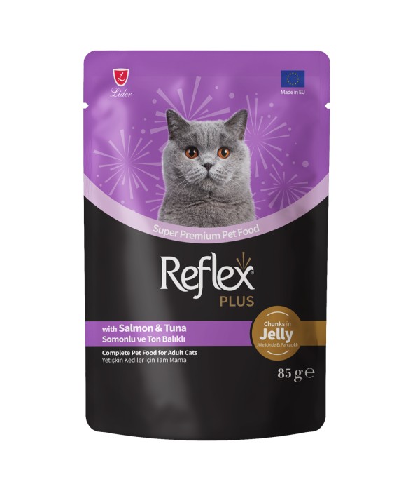 Reflex Plus 85 gr Yetişkin Kediler İçin Somon ve Ton Balıklı Soslu Yaş Mama - RFK - 79 Reflex Plus 85 gr Yetişkin Kediler İçin Somon ve Ton Balıklı Soslu Yaş Mama - RFK - 79
