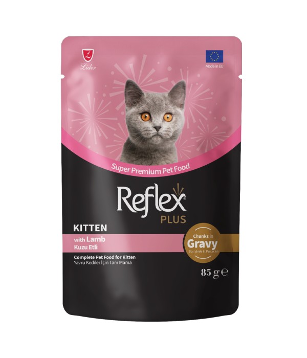 Reflex Plus 85 gr Yavru Kediler İçin Soslu ve Kuzu Etli Yaş Mama - RFK - 80