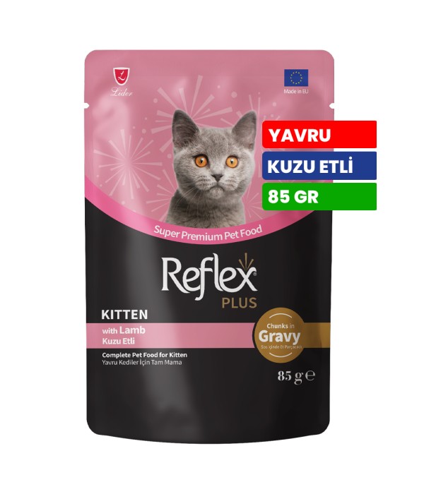 Reflex Plus 85 gr Yavru Kediler İçin Soslu ve Kuzu Etli Yaş Mama - RFK - 80