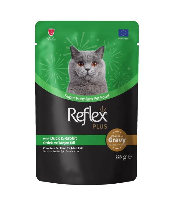 Reflex Plus 85 gr Yetişkin Kediler İçin Soslu Ördek ve Tavşan Etli Yaş Mama - RFK - 84 Reflex Plus 85 gr Yetişkin Kediler İçin Soslu Ördek ve Tavşan Etli Yaş Mama - RFK - 84