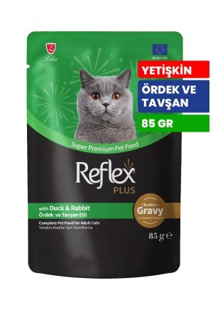 Reflex Plus 85 gr Yetişkin Kediler İçin Soslu Ördek ve Tavşan Etli Yaş Mama - RFK - 84