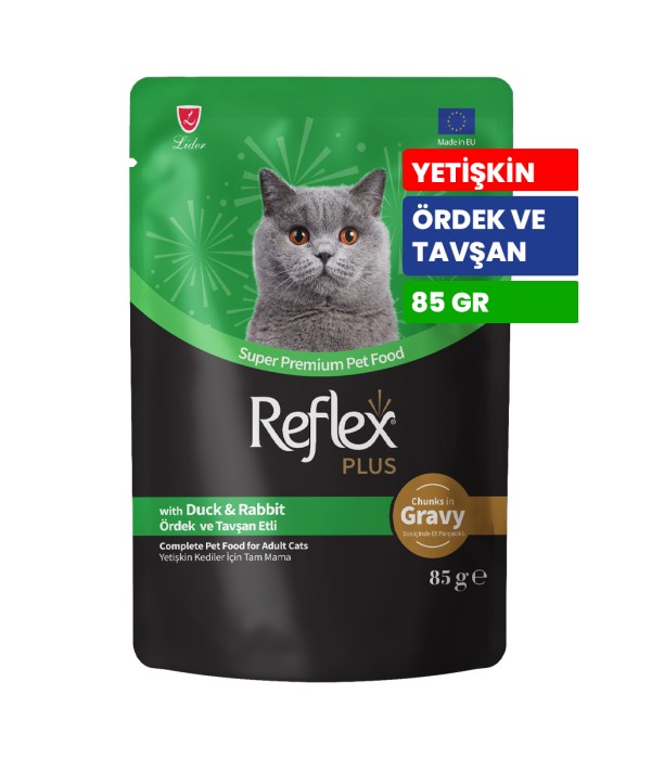 Reflex Plus 85 gr Yetişkin Kediler İçin Soslu Ördek ve Tavşan Etli Yaş Mama - RFK - 84 Reflex Plus 85 gr Yetişkin Kediler İçin Soslu Ördek ve Tavşan Etli Yaş Mama - RFK - 84