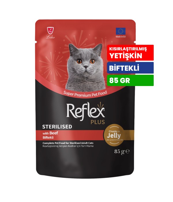 Reflex Plus 85 gr Kısırlaştırılmış Yetişkin Kediler İçin Biftekli Yaş Mama - RFK - 85 Reflex Plus 85 gr Kısırlaştırılmış Yetişkin Kediler İçin Biftekli Yaş Mama - RFK - 85